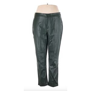 Elloquii Faux Leather Pants Tailored High Waist Straight Size 14 Green NWT